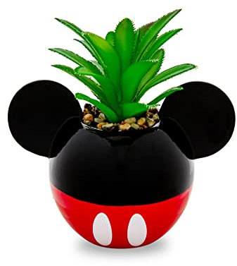 Disney Mickey Mouse Keramik-Mini-Pflanzgefäß mit künstlichen Sukkulenten,kleiner Blumentopf, künstliche Zimmerpflanzen für Schreibtischregal, Schmucktablett,niedliche Geschenke und Sammlerstücke