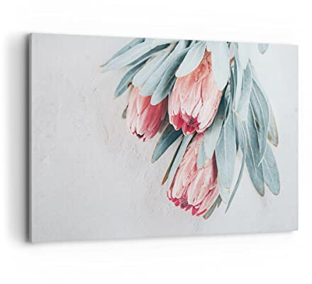 Wandbilder Dekoration Wohnzimmer Blume Eukalyptus Australier Bilder auf Leinwand 120x80cm Leinwandbild Schlafzimmer Deko Wand Kunstdruck Art Groß XXL Wanddeko Bild Wall Decor Canvas AA120x80-5016