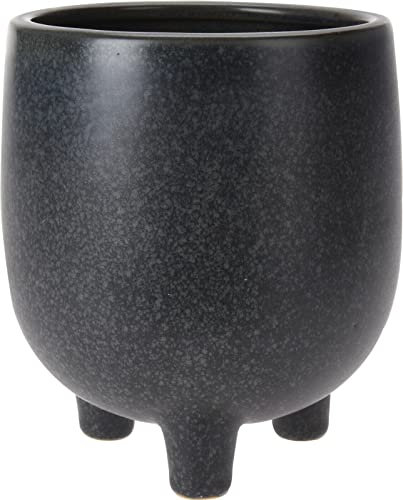 Rammento Raised Flower Pot on Legs - Dark Grey Ceramic Decorative Plant Pot, Ideal for Indoor or Outdoor Display, Perfect for Showcasing Blooms or Foliage, Enhances Home or Garden Decor