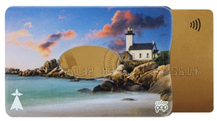 Color Pop Porte-Carte Rigide (1) Anti-RFID Collection Bretagne – Fabrication Française – Collection Bretagne – PVC – Protection Carte crédit - 6 x 9,1 cm (Imprimé Pontusval)