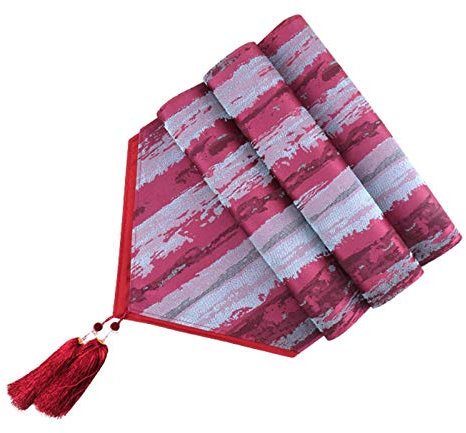 EHOMERY Deko-Stange Tisch, Tischläufer Rund Lila Gesäumter Dreiecksstreifen Tischläufer Cotton 35x200CM
