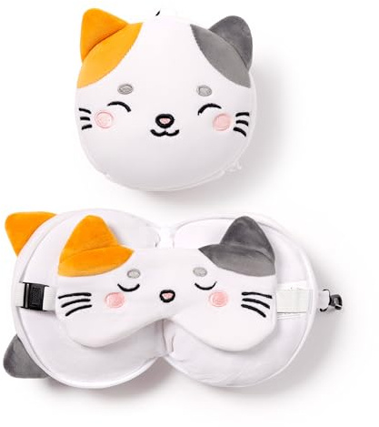 Puckator Reisekissen mit Maske Relaxeazzz – Lola la Cat – süße Tiere