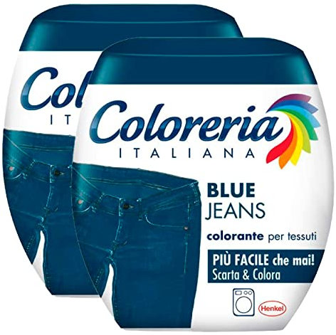 2 x Grau italienische Farbstoff für Textilien für Waschmaschine, Farbe Blau Jeans, belebt oder ändert die Farbe der Kleidung, 2 Packungen