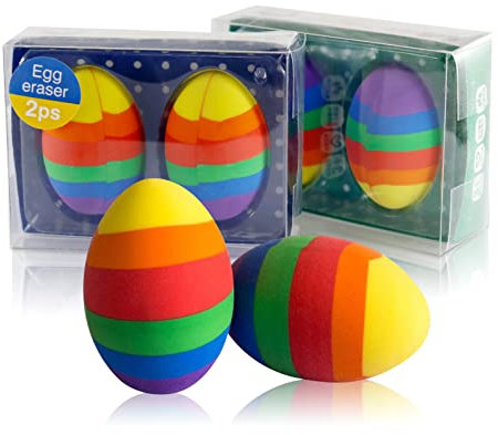 Hpbaggy 4 Stück Multi-colored Radiergummi Osterei, Osterspielzeug und Dekoration, Langlebig und Praktisch, Gummi, ERASER, Malen, Schreiben