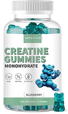 Creatin Monohydrat Gummibärchen Blaubeergeschmack - 100% reines Kreatin Monohydrat Hochdosiert - Vegan, Ohne Gluten, 60 Einheiten - Creatine Gummies