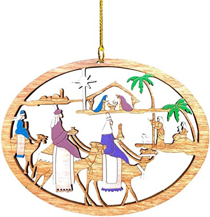 Krippe Christbaumschmuck, Neuheit Hohle Holzbaumanhänger, Krippe Christbaumschmuck für Urlaub, Weihnachten Ailopta