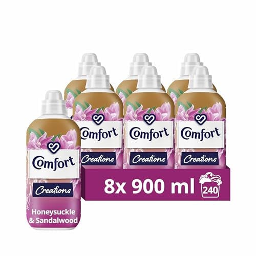 Comfort Perfume Creations Honeysuckle & Sandalwood Fabric Conditioner Softener with Motion-Activated Fragrance Technology 100 Days of Freshness 240 washes (8x 900 ml)