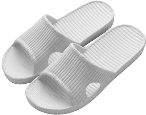 JIJIe Duschpantoffel, hausschuhe herren damen badelatschen badeschlappen Bad oder Innenbereich, rutschfest （Beige UK5/5.5 EU38/39