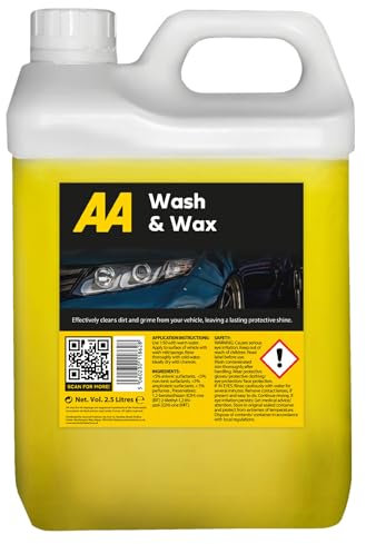 AA Car Essentials Wash and Wax Car Shampoo 2.5 Litre, Yellow