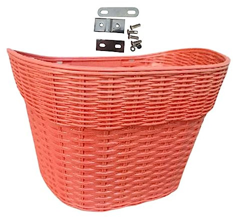 rockible Fahrradkorb Vorne, Rattanimitat, Abnehmbarer Lenkerkorb Im Retro Stil für Kinder Und Erwachsene, L Braun