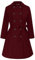 Hanna Nikole Trenchcoat Damen Schwarz Große Größen Zweireihiger Wollmantel mit Taschen Gürtel Langarm Mittellanger Trenchcoat Wein 54