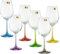REGALOS LLUNA Set 6 copas vino modelo RAINBOW 22.5 cm. pie colores surtidos 35 cl.