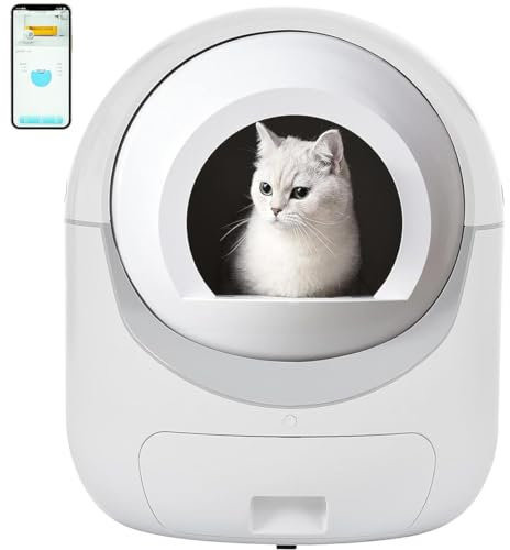 CYMYYDS Self-Cleaning Litter Box, Automatic Cat Litter Tray, Drawer Type Cats Toilet, App Control and Health Monitoring, Safety Protection Robot Litter Box for Multiple Cats