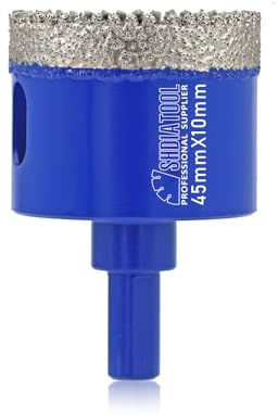 SHDIATOOL Diamant Bohrkrone Fliesen Lochschneider Werkzeug Lochsäge Dreikant-Schaft Gewinde für Porzellan Fliesen Marmor Keramik Granit, 45mm Bohrer
