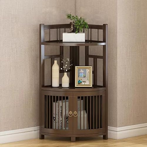 Retro Massivholz Eckschrank Barschrank - Freistehendes Eckregal mit Schrank für Schlafzimmer, Wohnzimmer, Küche & Bad Dekor - Vielseitige Aufbewahrung Display Rack