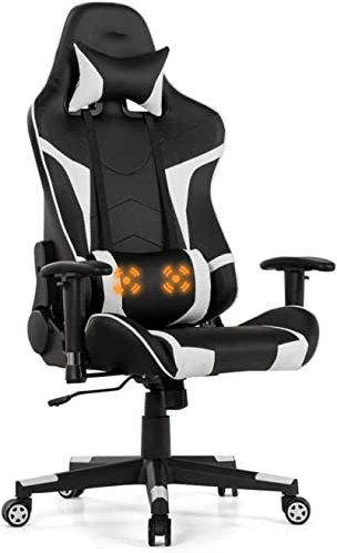 Office Chair schreibtischstuhl bürostuhl ergonomisch Stuhl Gaming-Stuhl, drehbarer Renn-mit Rückenlehne und Lordosenstütze (Farbe: Grauer Wolf, Größe: 29X29X50-54)