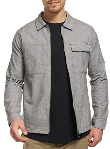 Indicode Herren INEuron Langarm-Hemd mit Zwei Brust-Taschen und Reißverschluss | Herrenjacke Männer Army, L