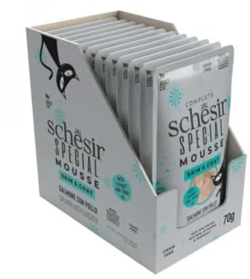 Schesir Special Skin & Coat, komplett våt kattmat (kuvert 12 x 70 g)