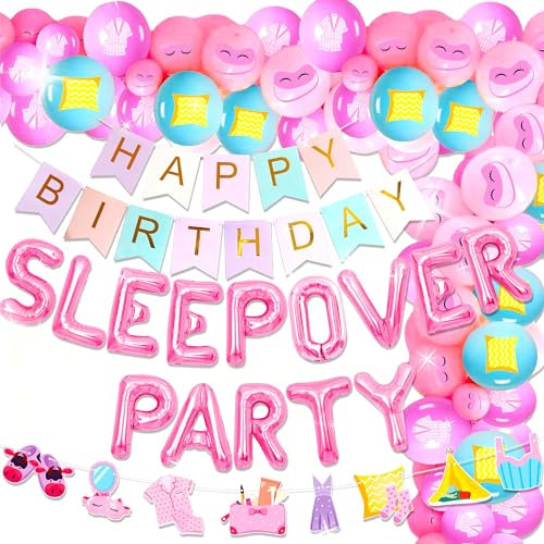 LaVenty Luxury Sleepover Partydecoration Sleepover Party Banner Mean Mädchen Partydecorations Pajama Partydecor Sleepoverparty Girls Night Out Party Decoration
