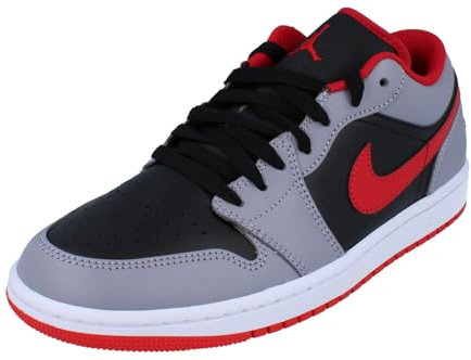 Nike Air Jordan 1 Low Herren Trainers 553558 Sneakers Schuhe (UK 10 US 11 EU 45, Black fire red Cement Grey 060)