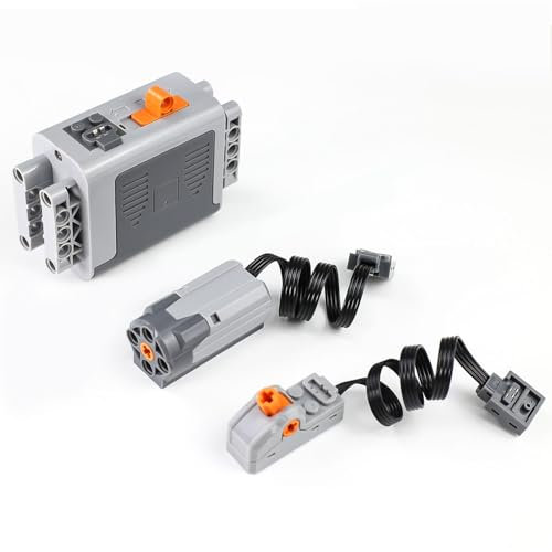 BloxBrix 3 pièces Ensemble de Fonctions d'alimentation avec Interrupteur de Commande de boîtier de Batterie AA de Moteur M Compatible avec Les pièces Techniques Lego-Motor MOC