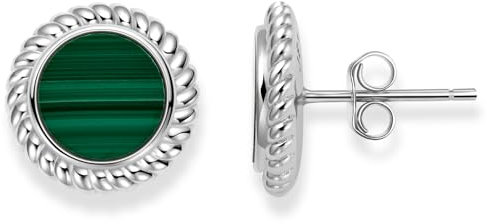 Damen Ohrringe Silber 925, Echter Natürlicher AAA Malachit Edelstein Ohrstecker