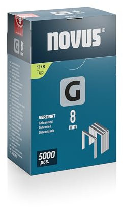 NOVUS TOOLS Flachdrahtklammern 8 mm für Hammertacker, 5000 Tacker-Klammern vom Typ 11/8, Großverpackung, Heftmittel für Folien und Pappe