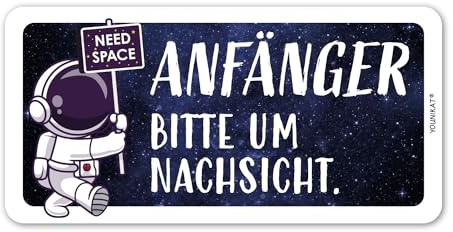 younikat Auto-Magnet Fahr-Anfänger 20 x 10 cm Astronaut wetterfest - kfz771 | wetterfest UV-Schutzlaminat magnetische Rückseite, Fahranfänger-Schild Geschenk zum Führerschein, UV- und witterungsbeständig