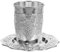 MAGICLULU 1juego Copa Kiddush Con Platillo Para Shabbat Copa De Vino Plateada Para Judaica Para Pascua Y Fiestas Opción De Para Shabbat