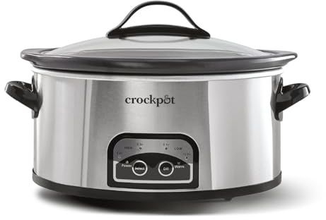 Crock-Pot 6 Quart Programmable Slow Cooker with Timer and Auto Food Warmer Setting, Stainless Steel