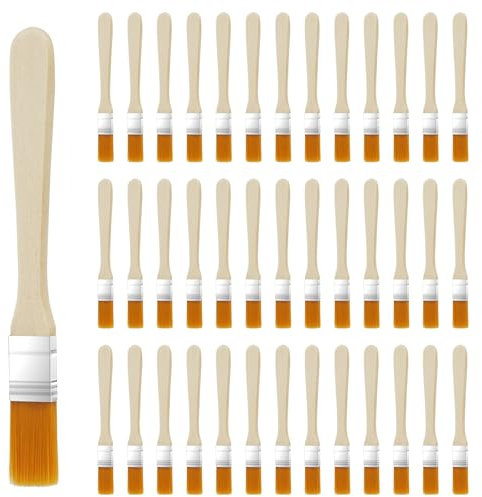 Ainiv 40 Pcs Small Paint Brush Set, Flat Paint Brush Painting Tools, Trim Painting Tool Soft Bristle with Wood Handle for Paint, Acrylic, Watercolor, Keyboard Cleaning, Walls, Touch Up(1.45cm Wide)