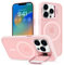nicekool Cover per iPhone 13 Pro Compatible avec MagSafe con Cavalletto, Magnetica Custodia con Supporto FotocameraRegolabile Integrato Traslucida Opaca Posteriore Sottile Antiurto Case, Rosa