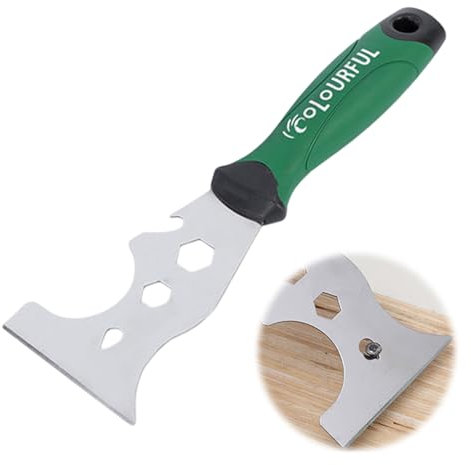 14 in 1 Multi-Use Painters Putty Knife,Scraper Tool,Stainless Steel with Soft Rubber Grip,Professional Multi Paint Stripper Tool for Paint Roller,Straight Scraper, Curved Scraper,Caulk Removal