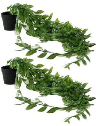 Valyria Home - 2 Pcs Planta Artificial Colgante con Maceta 76cm - Decoración del Hogar - Planta Colgante de Plastico con Maceta - Diseño Realista para Boda Jardín Balcón Dormitorio