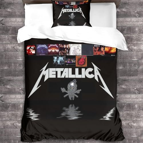 YTPONBCSTUG Metallica Bettwäsche Heavy Metal Bettwäsche 3D Heavy Metal Drucken Mit Bettbezüge Kissenbezüge Für Jungen Mädchen Single(135x200cm)