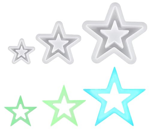 3 Stück Silikonform Stern, Silikonformen Gießformen Weihnachten, Sterne Silikonform Weihnachten, Kerzenformen Zum Gießen, DIY Silikonformen Sterne, Sterne Giessformen Silikon Gipsformen Zum Gießen