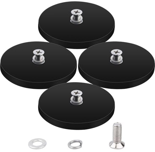 Aenienoe Magnet mit Gewinde Neodym Magnete Gummiert 88mm Magnetfuß Anti-Rutsch 50kg Haftkraft Magneten Extra Stark Sehr M8 Schrauben Magnetischer Montagesockel für Lichtleisten, Fahrzeuge 4 Stück