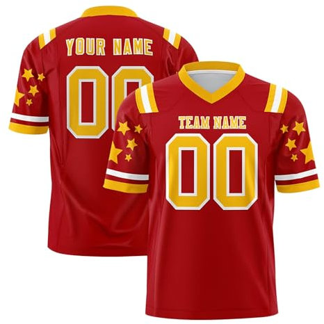 KONG JIMFAN Personalisiertes Baseball Trikot,Mit Eigenem Namen Nummer & Logo,Football Trikot Für Kinder/Erwachsene Unisex Sportliche Kleidung Sporttrikot Tshirt Herren Oversize(Gold)