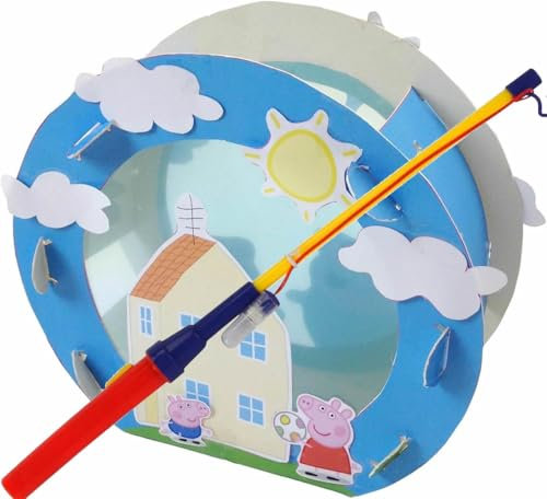 TIB Heyne Laternen Bastelset mit elektrischen Laternenstab * Peppy Pig * als Deko oder zum Laterne-gehen | 20-teilig | Kinder Mädchen Jungen Laternen Lampion St. Martin
