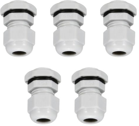 MACHSWON 5Pcs PG9 Cable Gland – Durable Threaded Wire Connector with Locknut for 4-8mm Dia Cable Wire, White