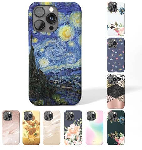 Tirita Personalised Phone Case for iPhone 14 Pro Max – Hard Case or Cover With Custom Name or Initials – Cute Personalised Gift for Women or Girls [10. Van Gogh Starry Night]