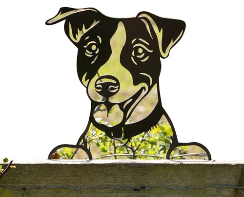 Peeking Jack Russell Fence Topper 32x21cm Black Metal Large Dog Silhouette Garden Decor
