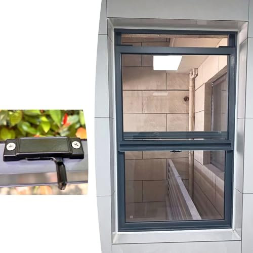 Ventanas Aluminio Reemplazo de Ventana Corrediza Vertical con Cerradura, Ventanas de Casa con Marco de Aluminio Gris y Guillotina Inferior, Ventanas Empotradas para Cobertizo, Sótano y Casa Móvil(WxH