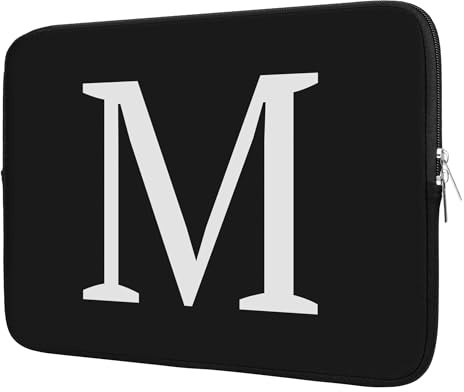 BAAGOAZ 15-16 Laptop Hülle Personalisierte Tasche mit Initiale, Schwarz/M | Schutzhülle Laptoptasche für 15-16 Zoll MacBook Air/ Pro Chromebook PC Notebook, Schlank & Leicht Geschenk Laptophülle