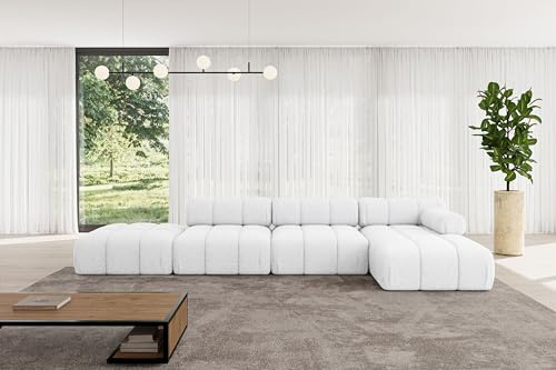 ALTDECOR Modulares Sofa Ecksofa in L-Form Corner modular Sofa Eckcouch Couch Wohnlandschaft Cauchsofa Polstersofa Lizur-L2-380x160x70 cm Weiß