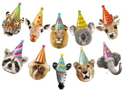 Safari Tiere Happy Birthday Banner Wild Zoo Dschungel Tiere Dekorationen