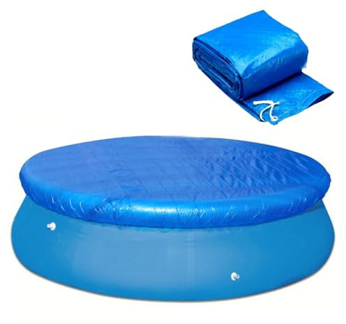 6FT Round Pool Cover, Anti Dust Rainproof UV Resistant Paddling Pool Cover with Drawstrings, Swimming Pools Cover for Easy Set & Inflatable Pools, Blue