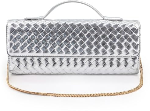 Yuwumin Woven Purse for Women Evening Clutch Purses Leather Crossbody Bag Handwoven Pouch with Shoulder Strap
