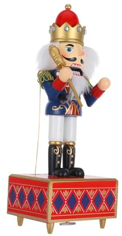 HEALEEP Nutcracker Music Box Christmas Decoration with Material Festive Home Ornament for Living Office Hotel Gift