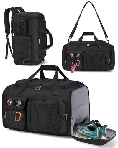 SDYSM Gym Bag for Men 45L, 3-in-1 Sports Duffel Bag with Shoe Compartment